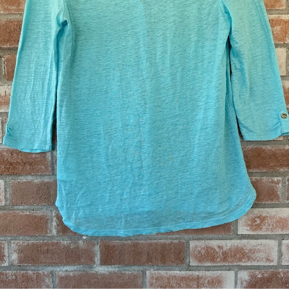 Lilly Pulitzer 100% Linen Mindy Tunic Top Turquoise Women’s Small Beach - Picture 9 of 9